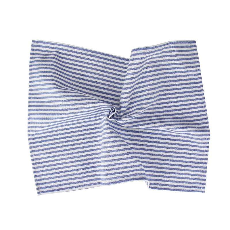 INFEI Plain Striped Cotton Linen Blended Dinner Cloth Napkins - Set of 12 (40 x 30 cm) - for Events & Home Use (Blue) - Image 3